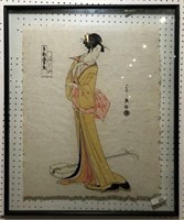 Framed Geisha on Paper Artwork
