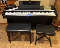 Yamaha YDP-142 piano & lamp 53” x 16” x 31”