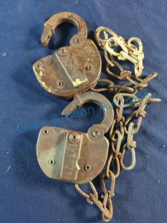 Adlake Railroad locks with attached chains