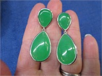 sterling green stone dangle earrings