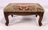 Foot stool, French Victorian, carved legs &