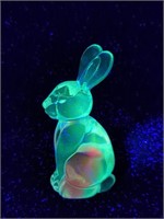Vintage Hand Blown UV Reactive Bunny With Pink