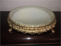 Vintage Brass Mirror Dresser Tray