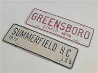 VTG TAGS-1975 GREENSBORO AND 1972 SUMMERFIELD NC