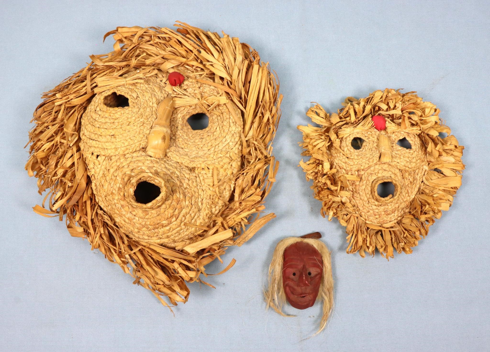 (2) Iroquois Native American Corn Husk Masks