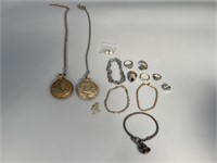Watch & Jewelry Lot With Sterling Bell Bracelet