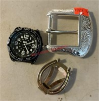 Navy Watch Face, Buckle and Money Clip (living