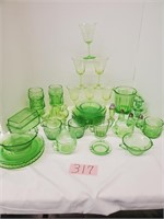 Large Lot of Green Depression Glass