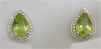 Peridot and Diamond Earrings