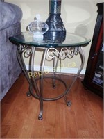 Glass Top Metal Stand End Table