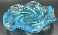 Fenton Blue Swirl Dish Uv Reactive Under 365