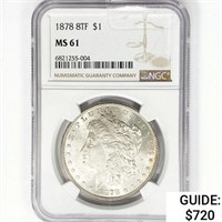 1878 8TF Morgan Silver Dollar NGC MS61