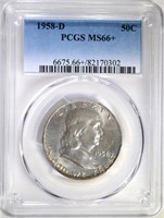 1958-D FRANKLIN HALF DOLLAR, PCGS MS-66+