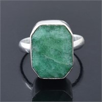 12ct Emerald Ring, 925 Silver US 7.75