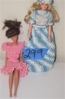 TWO BARBIE DOLLS, PINK AND BLUE