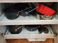 (2) Drawers Of Bake War And Cabinet Of Pots & Pans