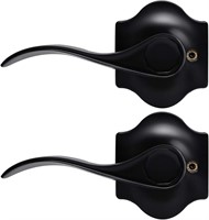 KNOBWELL 2 Pack Matte Black Door Lever Set