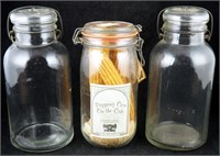 3 Vintage Wire Lid Glass Sealed Tall Storage Jars