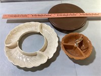 Lazy Susan, Cal. Pottery and Lane & Co Leaf dishes