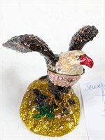 Jeweled Bald Eagle Hinged Trinket Box