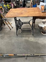 Singer Sewing Machine Base with Rustic Table