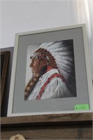 FRAMED INDIAN CHIEF PRINT