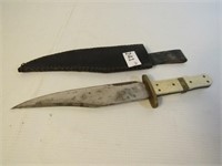 Bone Handled Knife w/Sheath - 14.5" Long