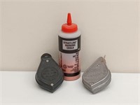 PAIR OF VNTAGE METAL CHALK LINES WITH CHALK
