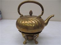 Brass teapot on warmer stand, Gorham & Co.