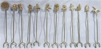 12 VINTAGE MEXICO STERLING COCTAIL PICKS