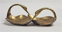 VINTAGE BRASS SWAN TRAY ART SCULPTURE