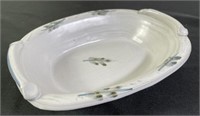 White Glazed Pottery Serving Bowl - Signed