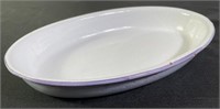 White/Lavender Glazed Pottery Serving Dish