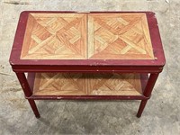 Vintage Red Painted Two-Tier Accent Table