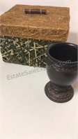 Fair trade grass box from Africa and wooden goblet