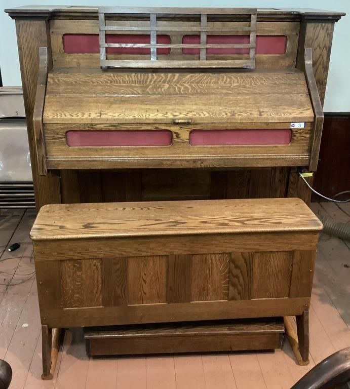 ESTEY CHURCH ORGAN, 68"W x 61"H w / Bench...