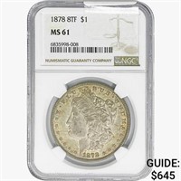 1878 8TF Morgan Silver Dollar NGC MS61