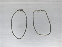 2 Bracelets 7 1/2 " Italy 925 Silver