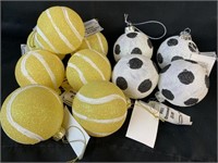 11 Tennis & Soccer Ball Ornaments