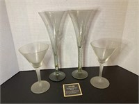 2 Pair Martini & Champagne Glasses