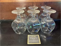 Set of 6 Octagonal Glass Large Wine Glasses