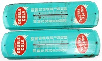 2 VINTAGE DOUBLE COLA ADVERTISING THERMOMETERS