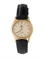 Omega Deville Gold Dial Leather Strap Watch  23mm