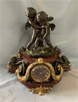 Bronze & marble clock, no pendulum, Horloge en