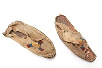 Native American Beaded Hide Moccasins 19th C