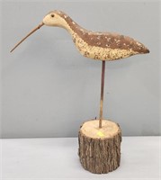 Carved Wood Shorebird Figure