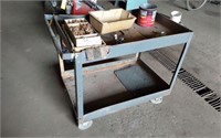 METAL ROLLING SHOP CART AND CONTENTS