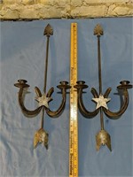 Vintage arrow horseshoe candle holder, rustic