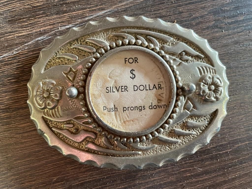 Silver Dollar Belt Buckle