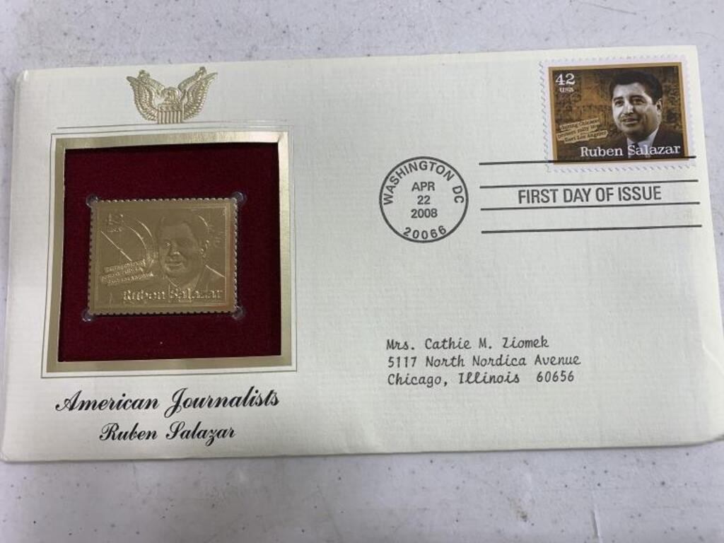 American Journalists Ruben Salazar Golden Stamp